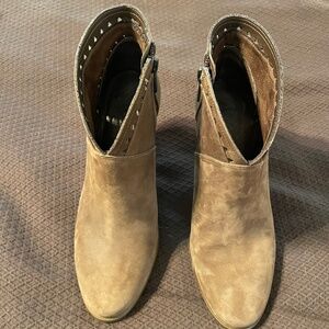 Brown leather booties